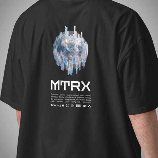 Schwarzes oversized T-Shirt von Force Zero, mit dem MTRX Backprint