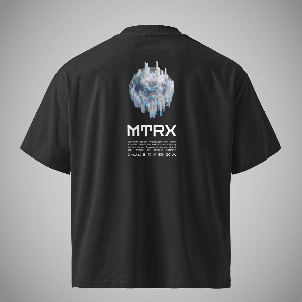 Das schwarze MTRX Design Oversized T-Shirt von Force Zero mit dem MTRX Backprint.